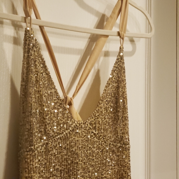 Free People Gold Rush Sequin Mini Dress Gold - Picture 5 of 7